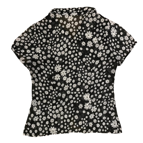 VINTAGE Collared Shirt  • Black & White Floral • US Medium - Picture 4 of 7